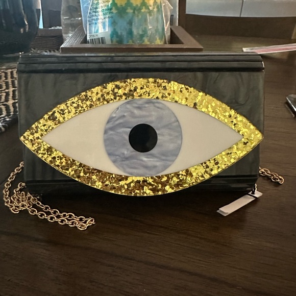 Kurt Geiger Clutch Women’s Evil Eye Party Envelope Black Acrylic NWOT - Picture 5 of 8